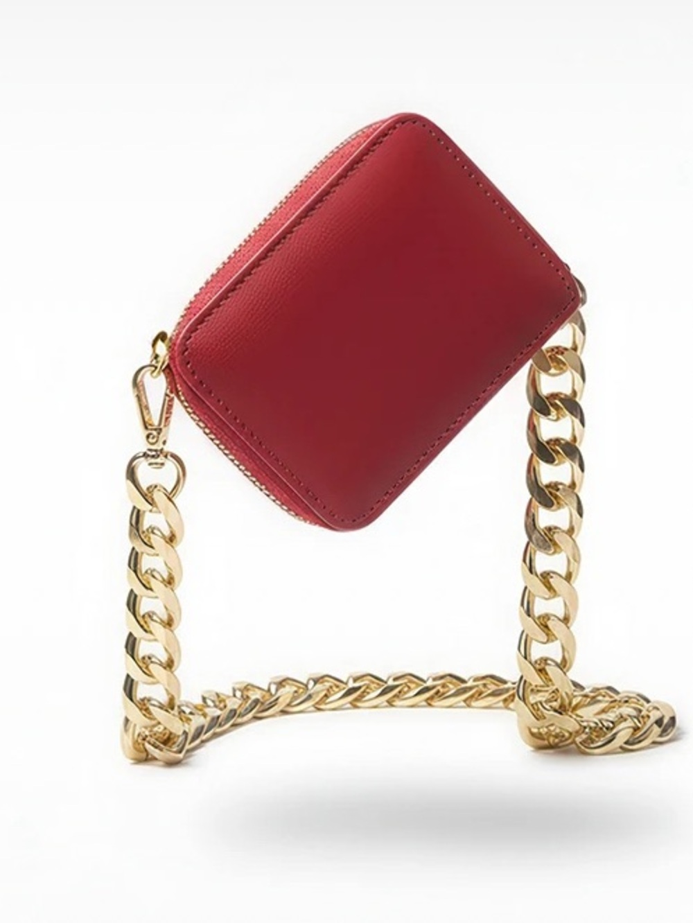 Mini Red Crossbody with Gold Chain Strap